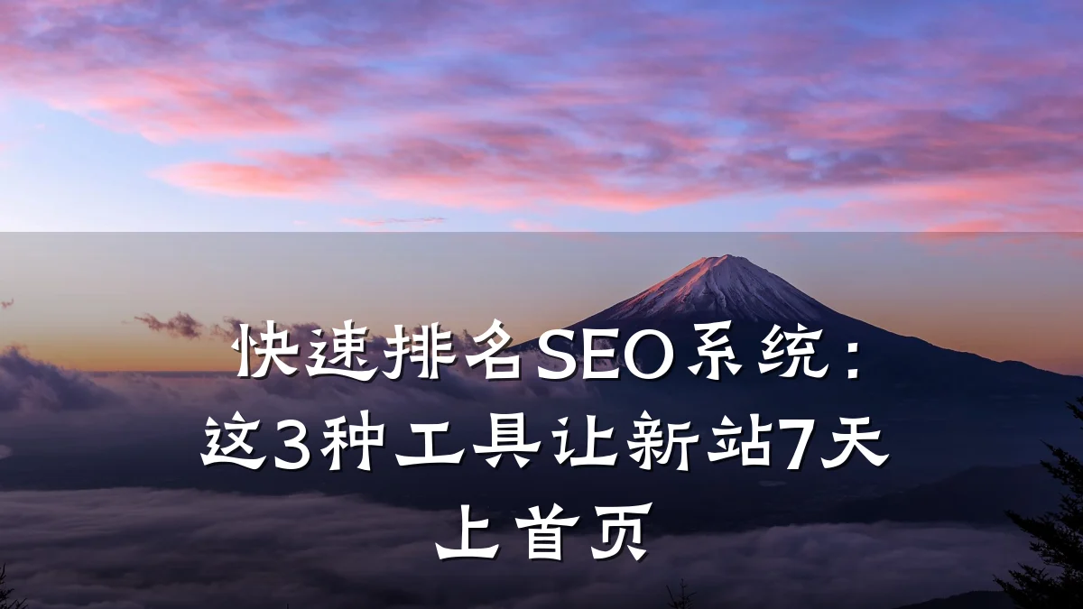 快速排名SEO系统:这3种工具让新站7天上首页
