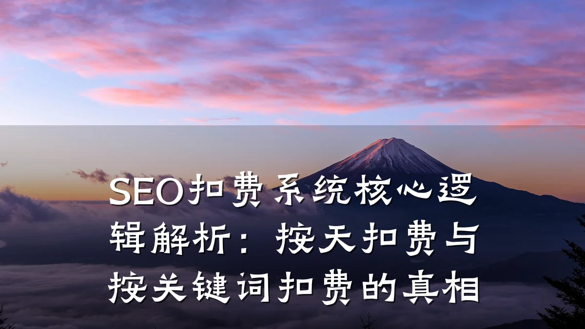 SEO扣费系统核心逻辑解析:按天扣费与按关键词扣费的真相
