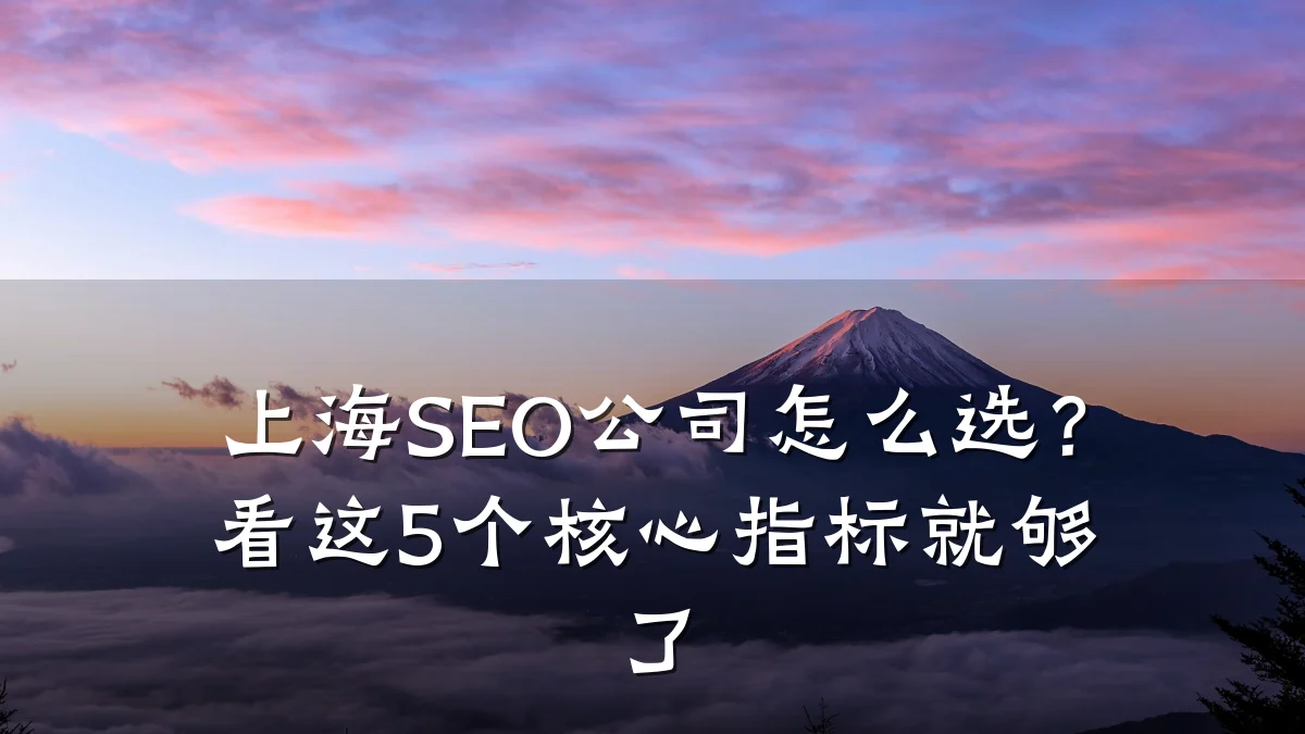 上海SEO公司怎么选?看这5个核心指标就够了