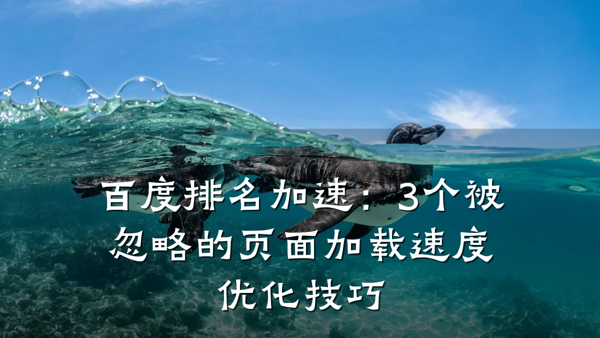 百度排名加速:3个被忽略的页面加载速度优化技巧