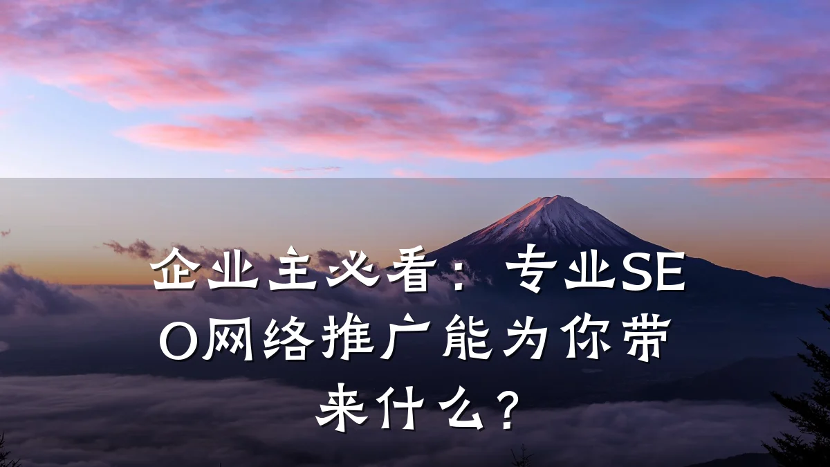 企业主必看:专业SEO网络推广能为你带来什么?