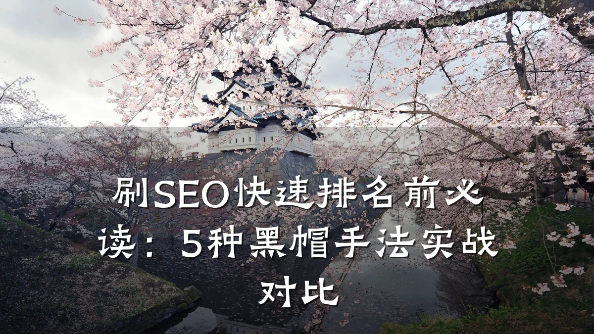 刷SEO快速排名前必读:5种黑帽手法实战对比
