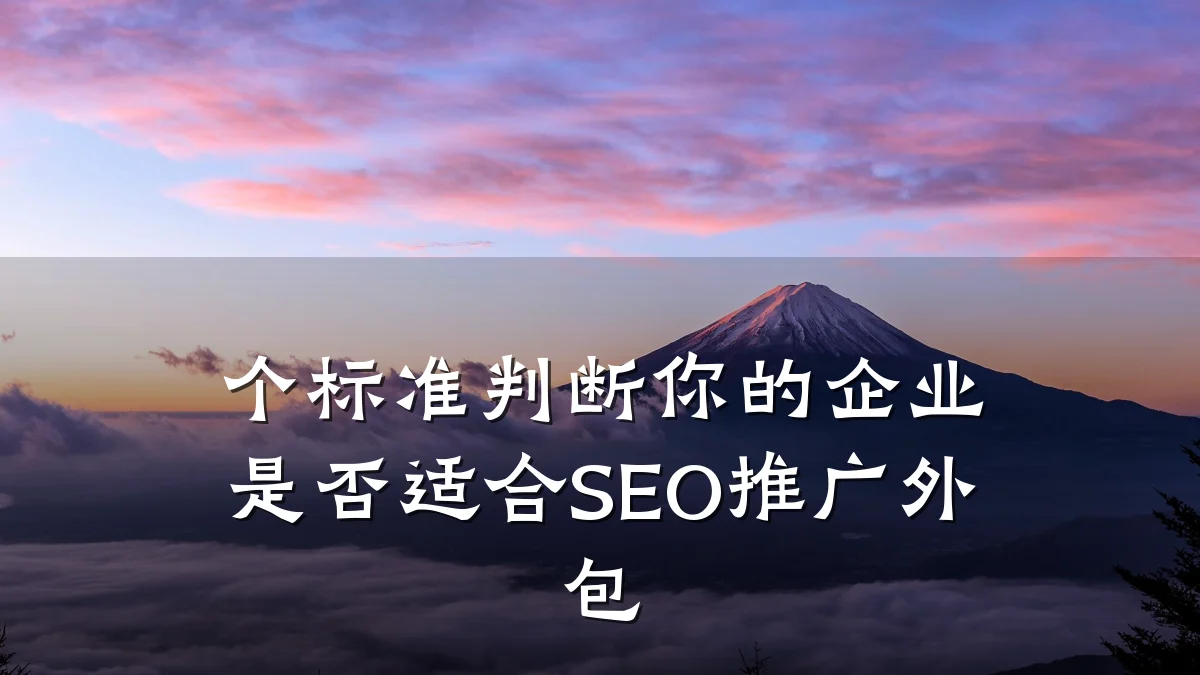 个标准判断你的企业是否适合SEO推广外包