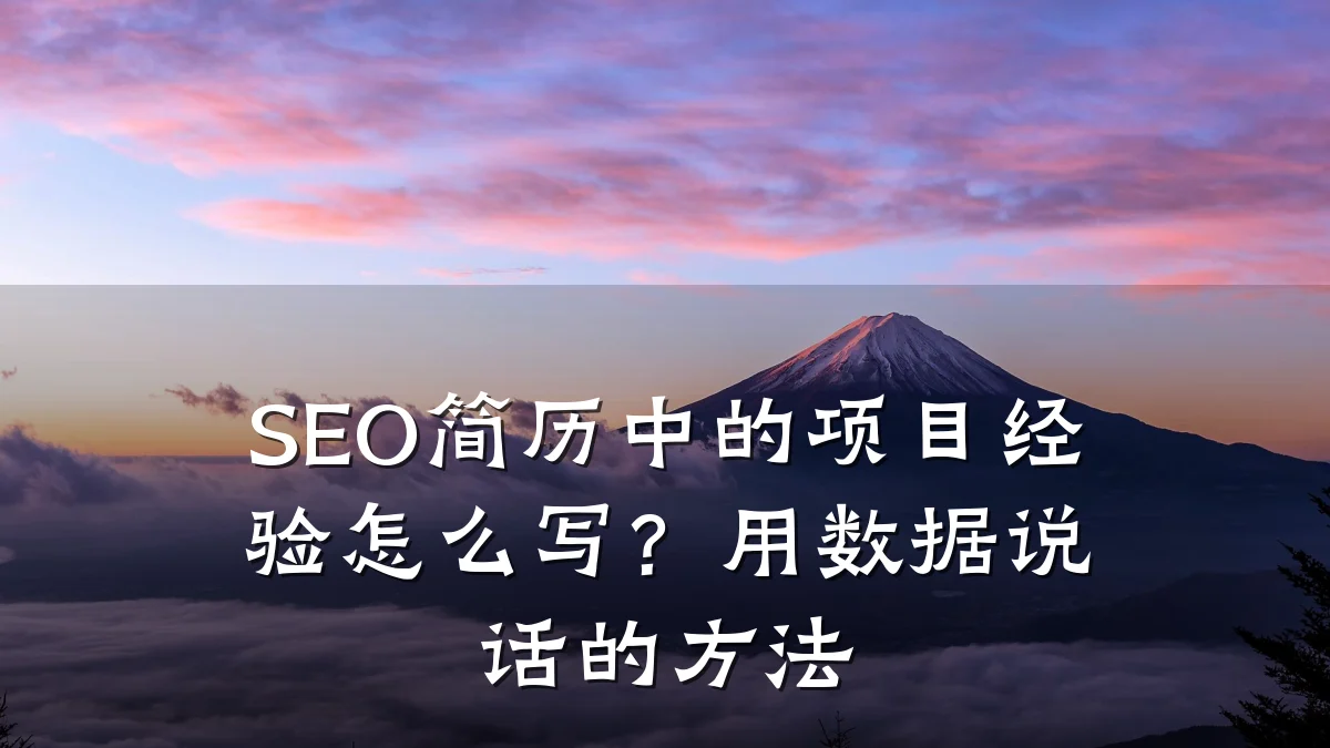 SEO简历中的项目经验怎么写?用数据说话的方法