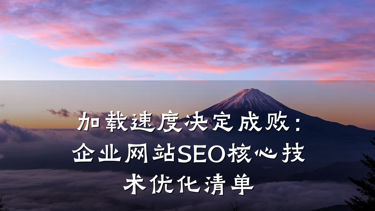 加载速度决定成败:企业网站SEO核心技术优化清单